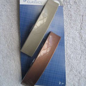 2 Goody Tan Beige Blonde Light Brunette Plastic Rectangle Miranda Hair Barrettes